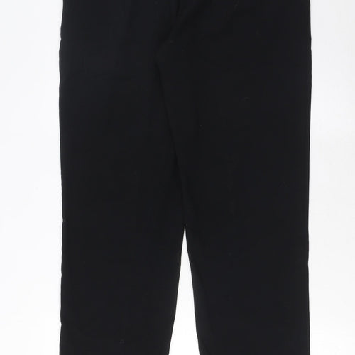 Marks and Spencer Womens Black Polyester Trousers Size 12 L30 in Regular Hook & Eye - Pockets