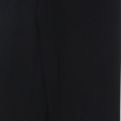 Marks and Spencer Womens Black Polyester Trousers Size 12 L30 in Regular Hook & Eye - Pockets