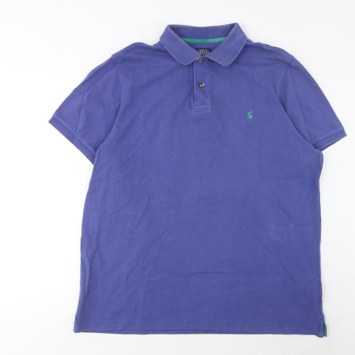 Joules Mens Purple Cotton Polo Size XL Collared Button - Embroidered, Logo