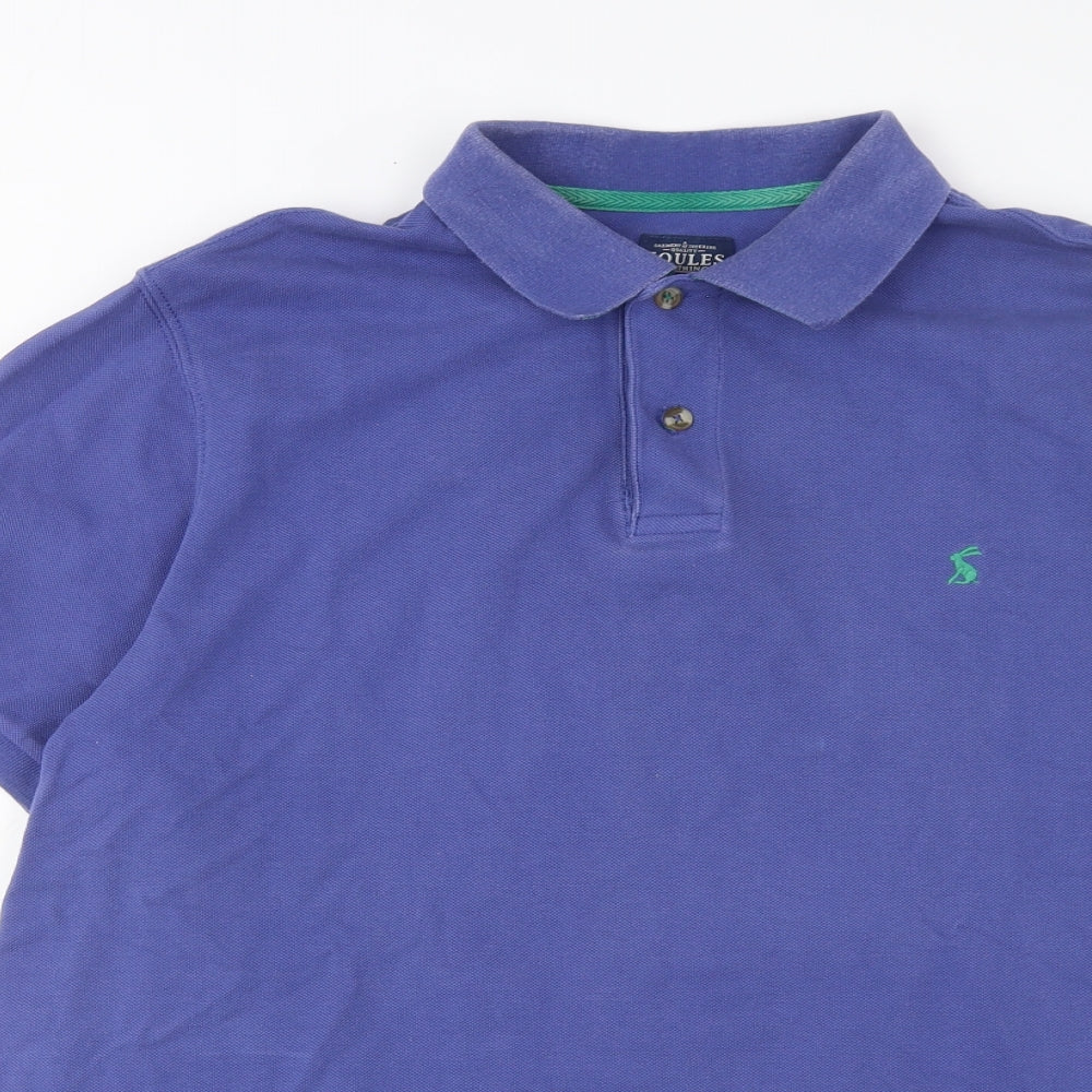 Joules Mens Purple Cotton Polo Size XL Collared Button - Embroidered, Logo