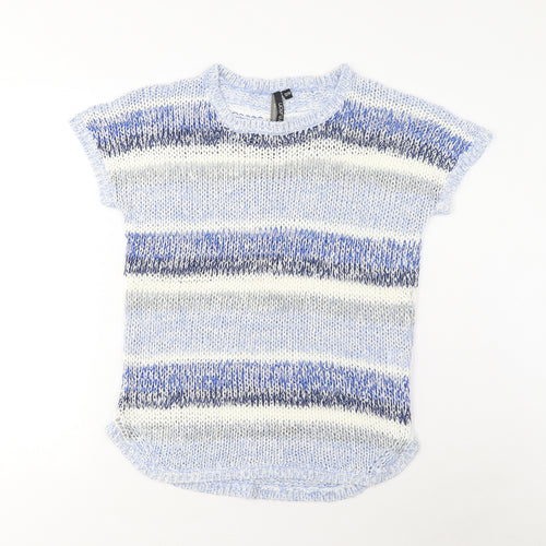 Intuition Womens Multicoloured Crew Neck Striped Acrylic Pullover Jumper Size 12 - 12/14