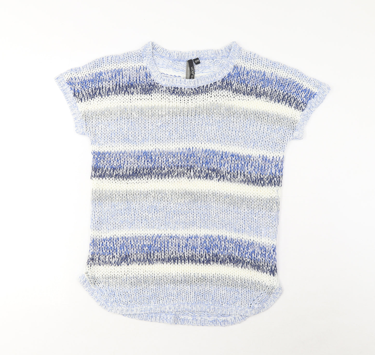 Intuition Womens Multicoloured Crew Neck Striped Acrylic Pullover Jumper Size 12 - 12/14