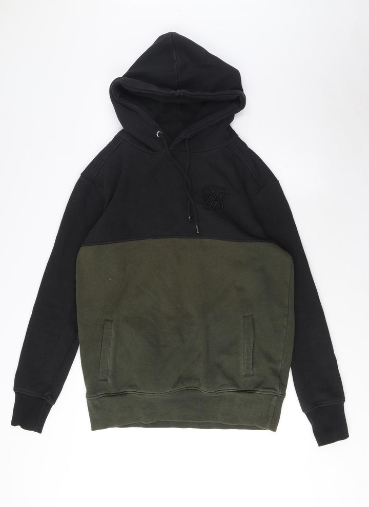 SikSilk Mens Green Cotton Pullover Hoodie Size M - Logo