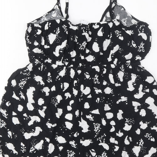 ASOS Womens Black Geometric Viscose Playsuit One-Piece Size 14 Pullover