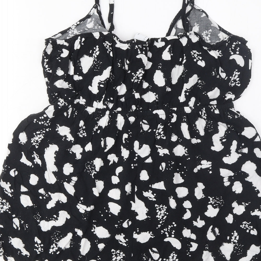 ASOS Womens Black Geometric Viscose Playsuit One-Piece Size 14 Pullover