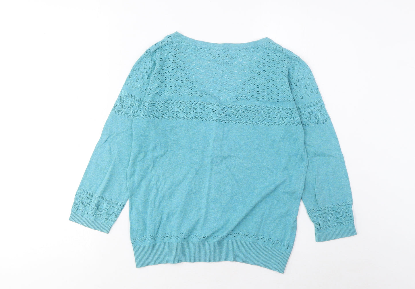 Fat Face Womens Blue V-Neck Cotton Cardigan Jumper Size 14