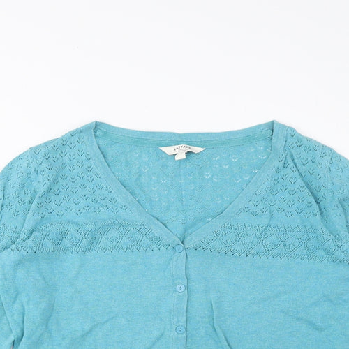 Fat Face Womens Blue V-Neck Cotton Cardigan Jumper Size 14