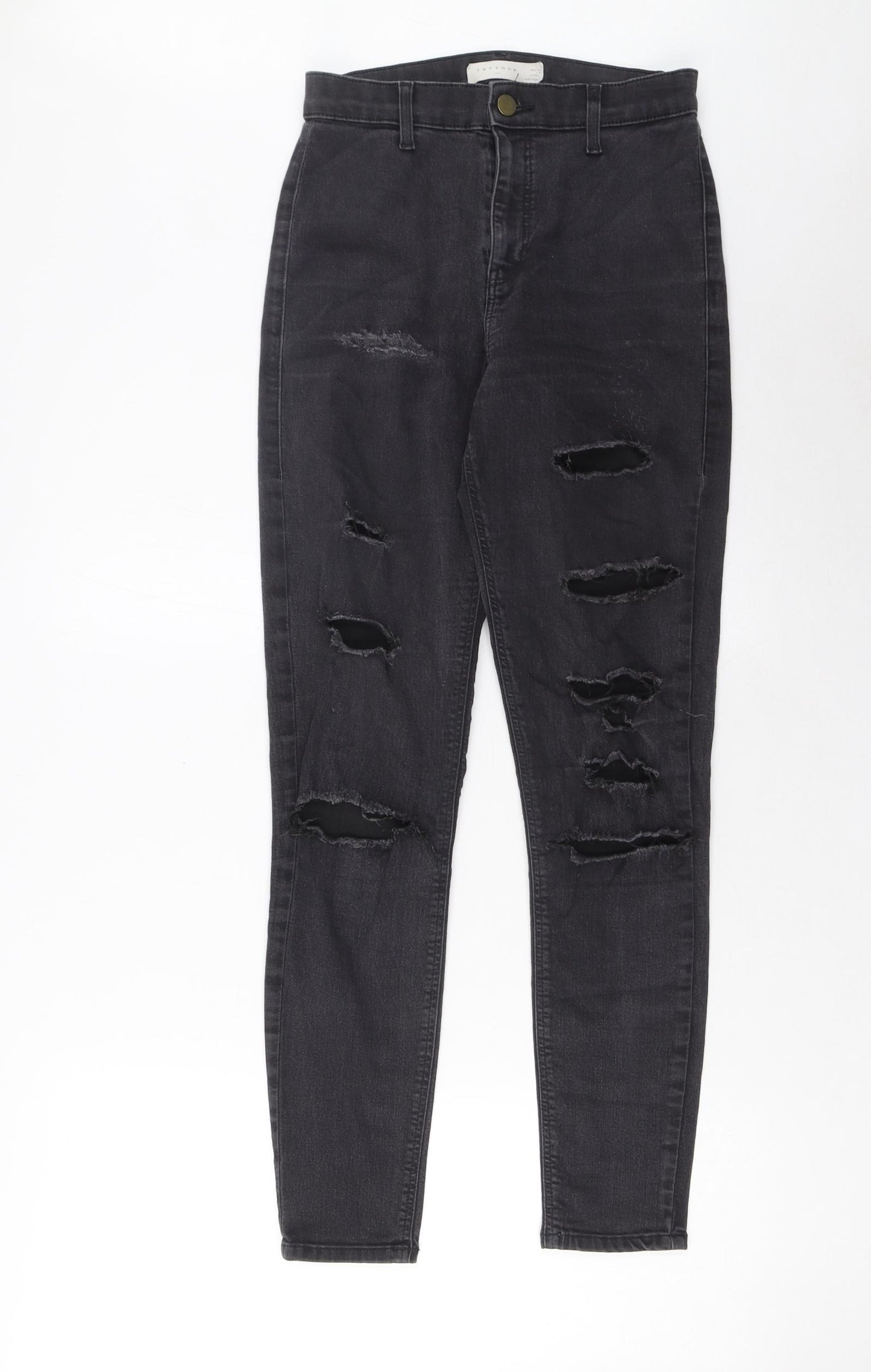 Topshop Womens Grey Cotton Skinny Jeans Size 28 in L34 in Regular Zip - Pockets