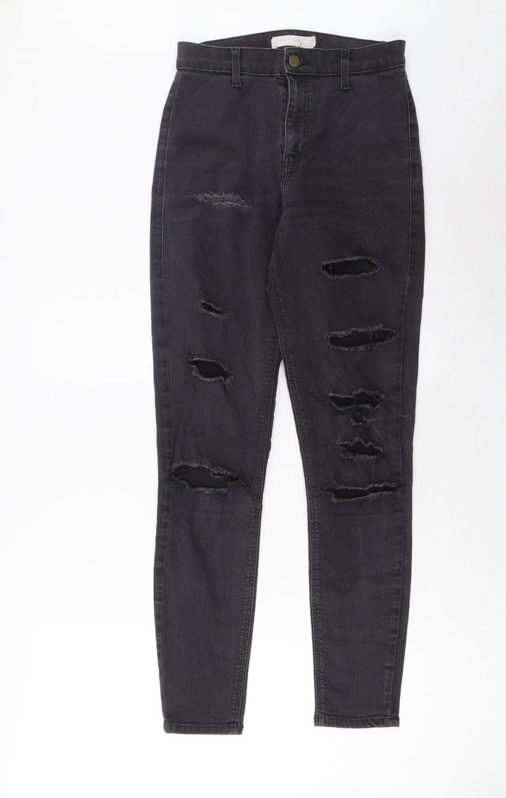 Topshop Womens Grey Cotton Skinny Jeans Size 28 in L34 in Regular Zip - Pockets