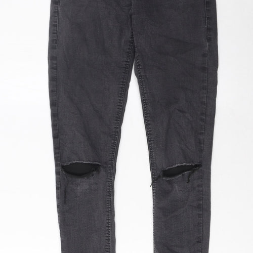 Topshop Womens Grey Cotton Skinny Jeans Size 28 in L34 in Regular Zip - Pockets