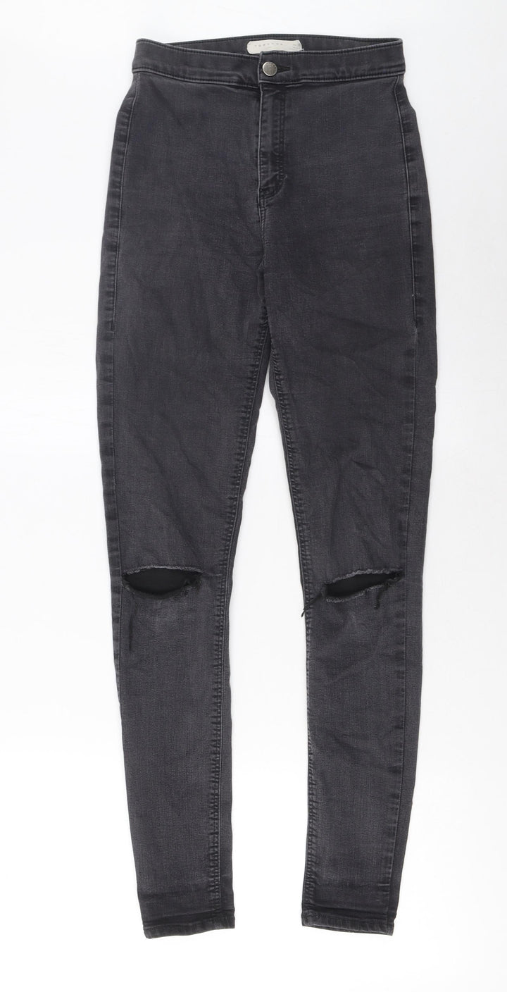 Topshop Womens Grey Cotton Skinny Jeans Size 28 in L34 in Regular Zip - Pockets