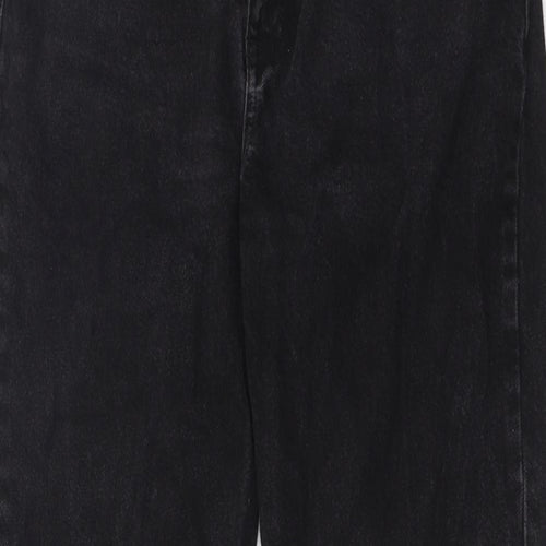 Pull&Bear Womens Black Cotton Wide-Leg Jeans Size 10 L32 in Regular Zip - Pockets