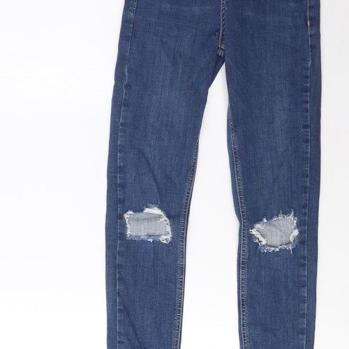 Topshop Womens Blue Cotton Skinny Jeans Size 28 in L32 in Regular Zip - Pockets