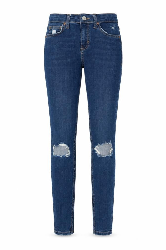 Topshop Womens Blue Cotton Skinny Jeans Size 28 in L32 in Regular Zip - Pockets