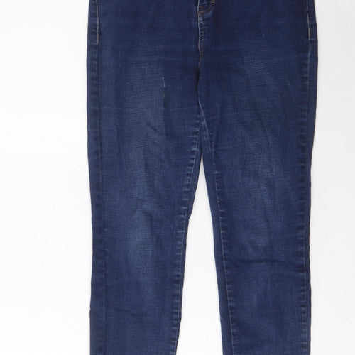 TU Womens Blue Cotton Skinny Jeans Size 14 L27 in Regular Zip - Pockets