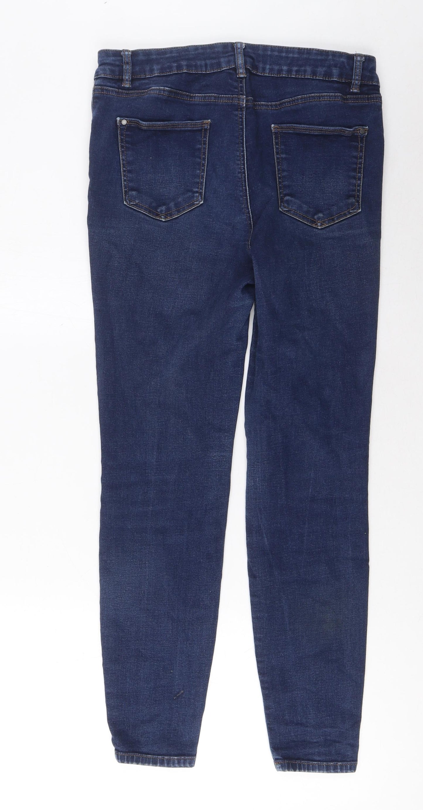 TU Womens Blue Cotton Skinny Jeans Size 14 L27 in Regular Zip - Pockets