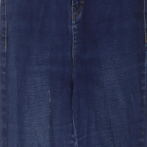 TU Womens Blue Cotton Skinny Jeans Size 14 L27 in Regular Zip - Pockets