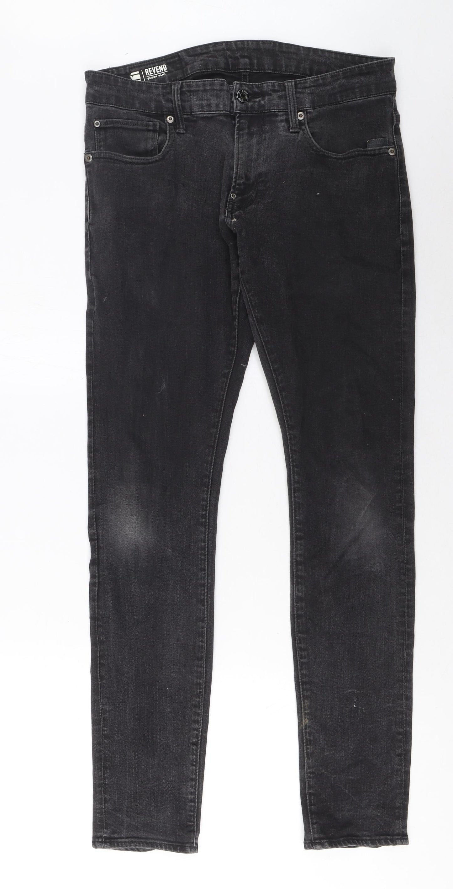 G Raw Mens Grey Cotton Skinny Jeans Size 32 in L32 in Regular Zip - Pockets