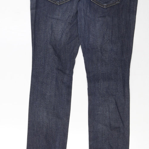 Miss Selfridge Womens Blue Cotton Straight Jeans Size 10 L30 in Regular Zip - Pockets