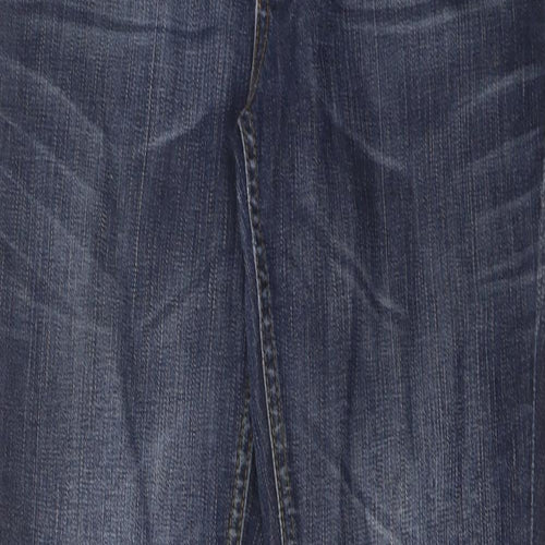 Miss Selfridge Womens Blue Cotton Straight Jeans Size 10 L30 in Regular Zip - Pockets