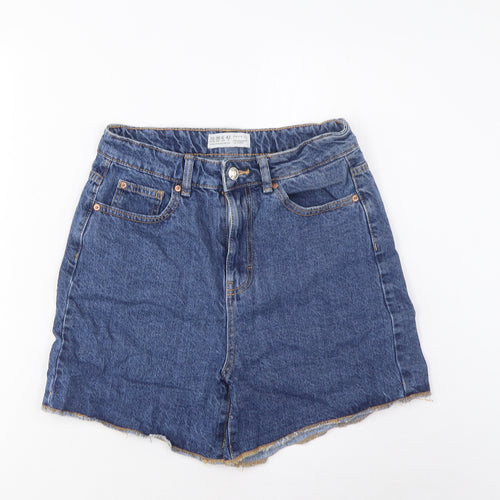 Denim & Co. Womens Blue Cotton Basic Shorts Size 10 L5 in Regular Zip - Pockets