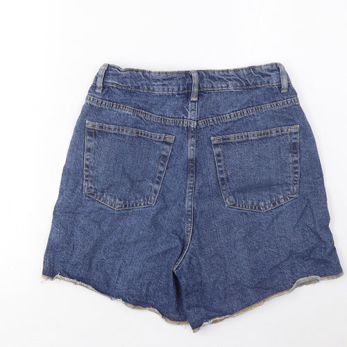 Denim & Co. Womens Blue Cotton Basic Shorts Size 10 L5 in Regular Zip - Pockets