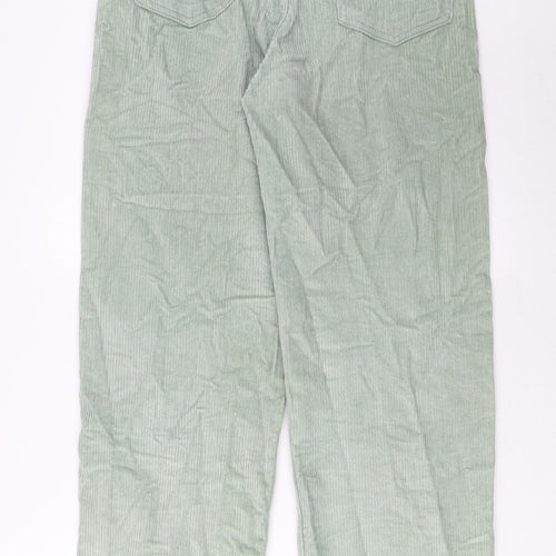 Motel Womens Green Cotton Trousers Size M L31 in Regular Zip - Pockets