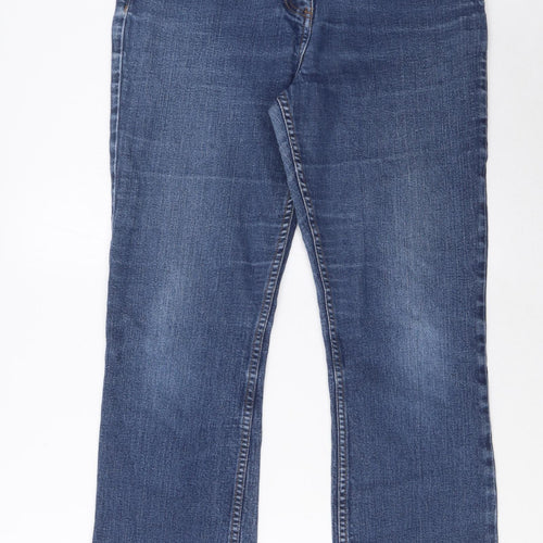 Papaya Womens Blue Cotton Straight Jeans Size 14 L27 in Regular Zip - Pockets