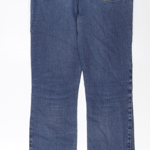 Papaya Womens Blue Cotton Straight Jeans Size 14 L27 in Regular Zip - Pockets