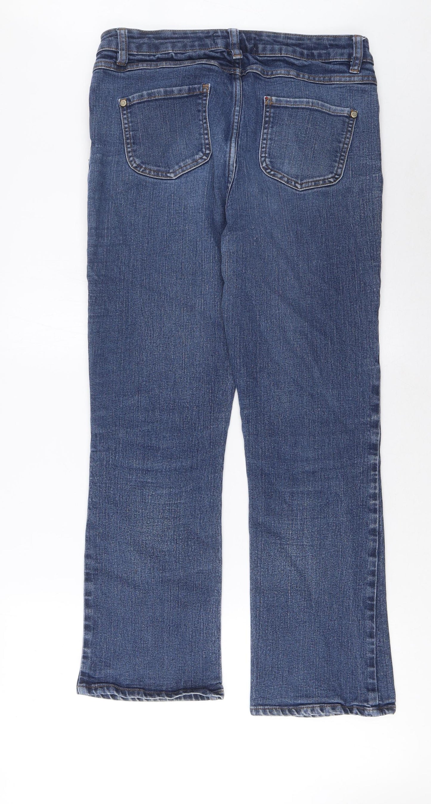 Papaya Womens Blue Cotton Straight Jeans Size 14 L27 in Regular Zip - Pockets