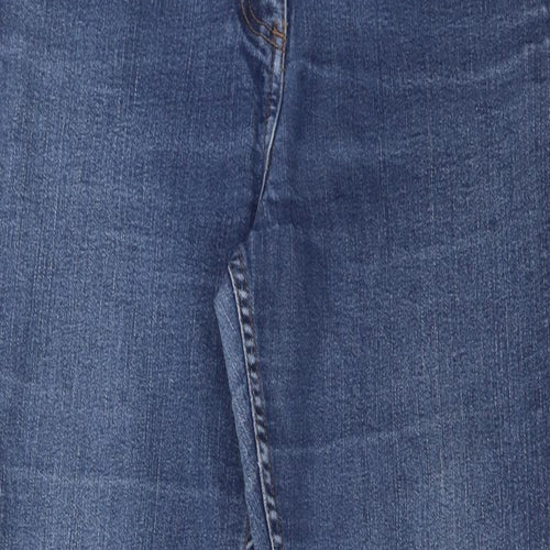 Papaya Womens Blue Cotton Straight Jeans Size 14 L27 in Regular Zip - Pockets