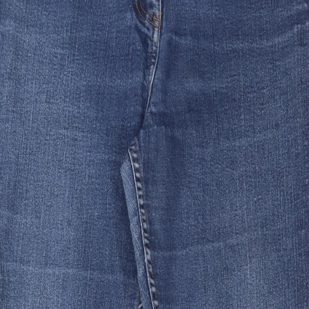 Papaya Womens Blue Cotton Straight Jeans Size 14 L27 in Regular Zip - Pockets
