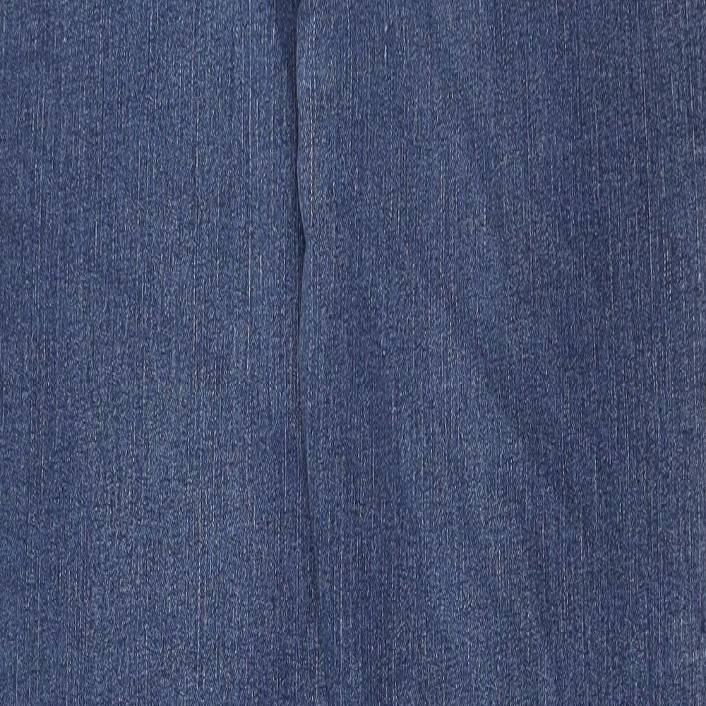Papaya Womens Blue Cotton Straight Jeans Size 14 L27 in Regular Zip - Pockets