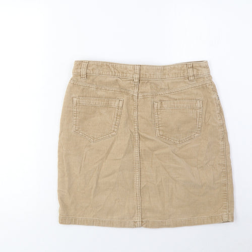 TU Womens Brown Cotton A-Line Skirt Size 8 Button - Pockets