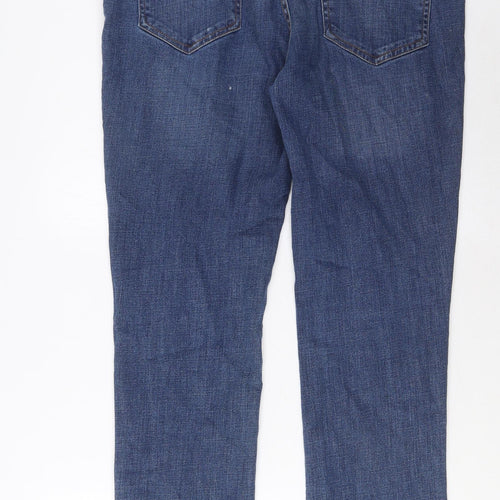F&F Womens Blue Cotton Straight Jeans Size 18 L29 in Regular Zip - Pockets