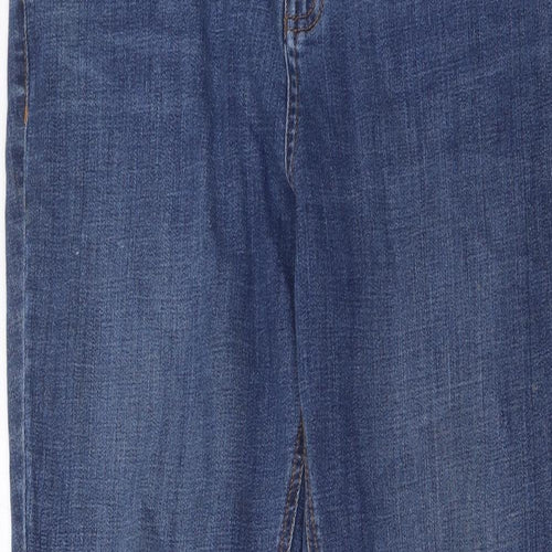 F&F Womens Blue Cotton Straight Jeans Size 18 L29 in Regular Zip - Pockets