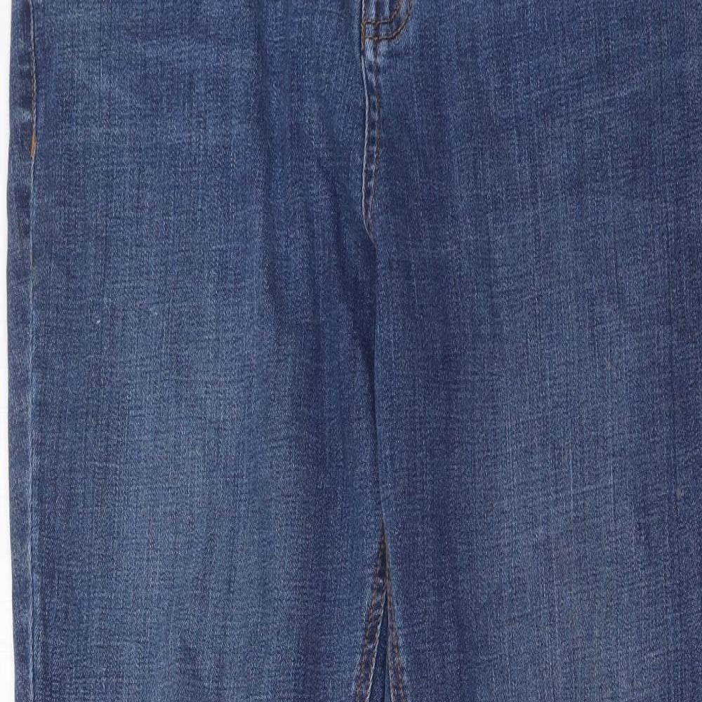 F&F Womens Blue Cotton Straight Jeans Size 18 L29 in Regular Zip - Pockets