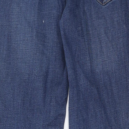 F&F Womens Blue Cotton Straight Jeans Size 18 L29 in Regular Zip - Pockets