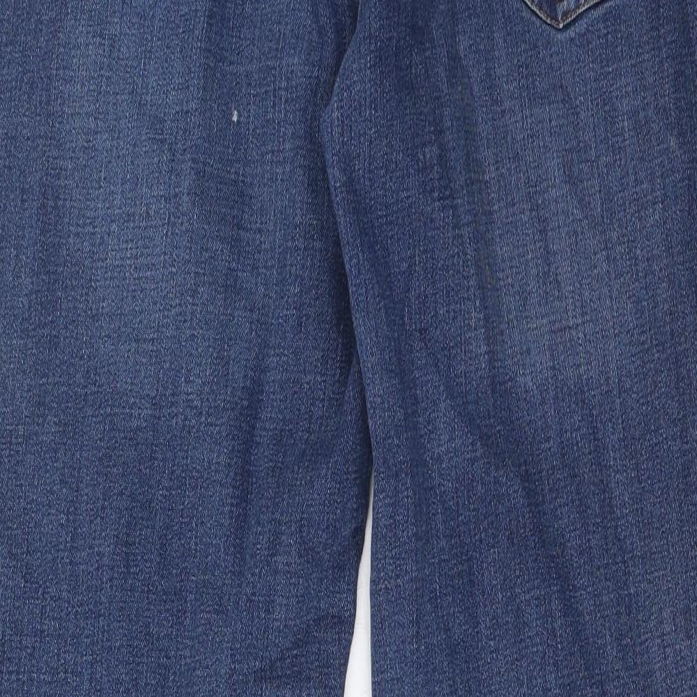 F&F Womens Blue Cotton Straight Jeans Size 18 L29 in Regular Zip - Pockets