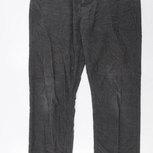 Jaeger Mens Grey Cotton Trousers Size 34 in L29 in Regular Zip - Short Leg, Pockets