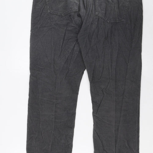 Jaeger Mens Grey Cotton Trousers Size 34 in L29 in Regular Zip - Short Leg, Pockets