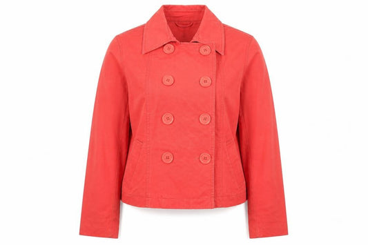 Front view of New Look women’s red jacket, size UK 14, button