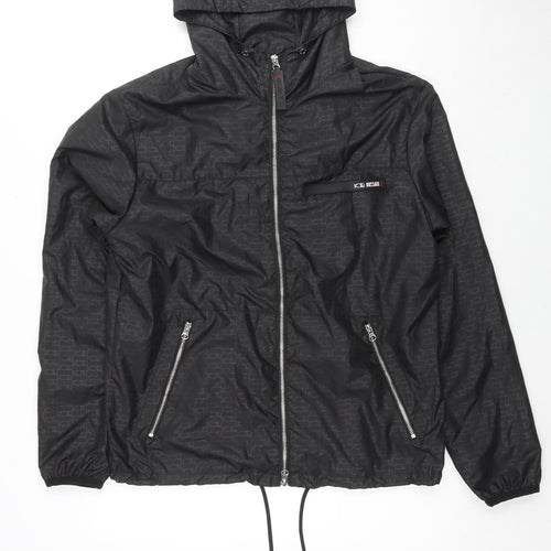 Noir Mens Black Geometric Jacket Size S Zip - Logo