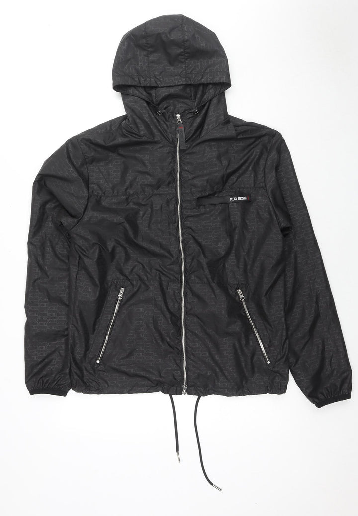 Noir Mens Black Geometric Jacket Size S Zip - Logo