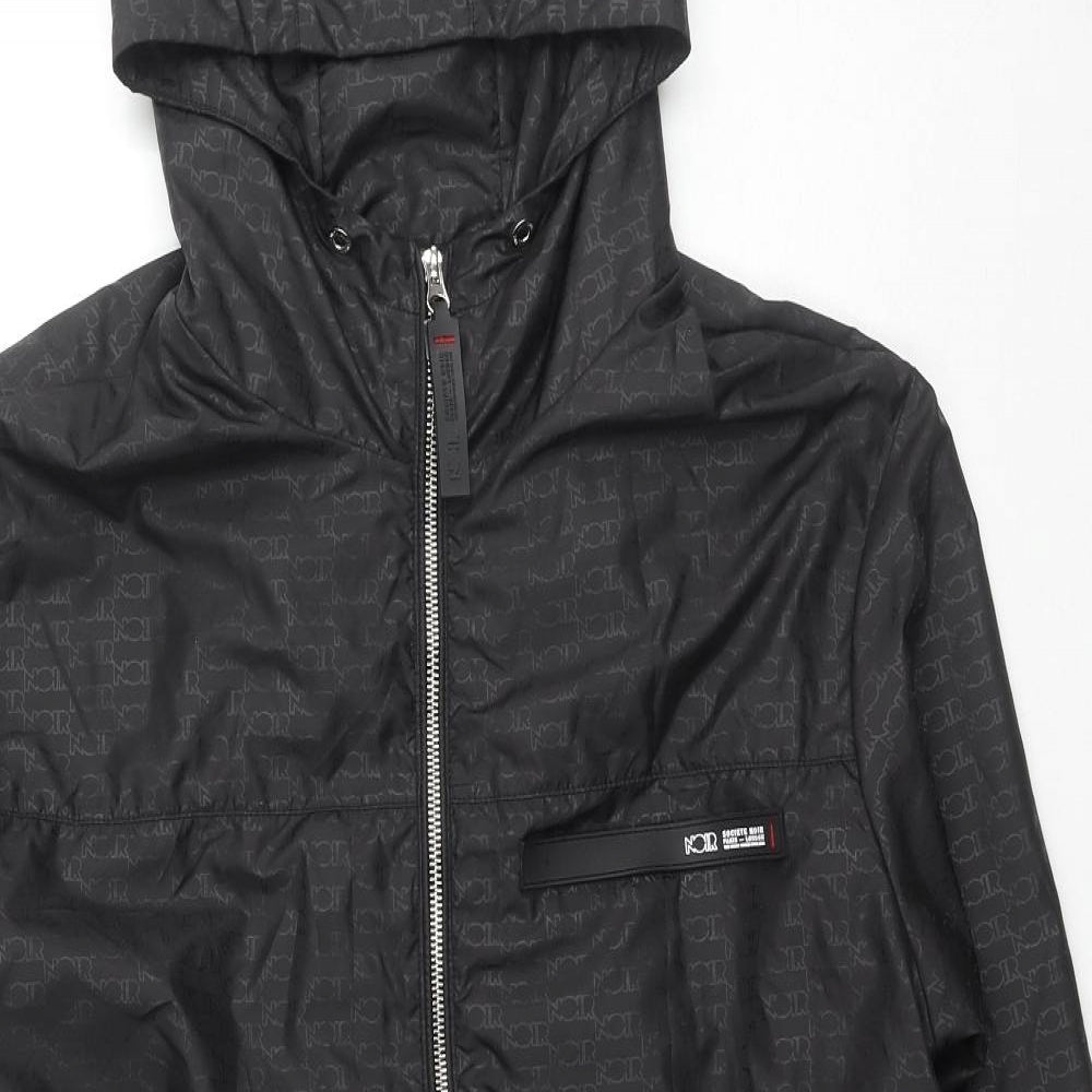Noir Mens Black Geometric Jacket Size S Zip - Logo