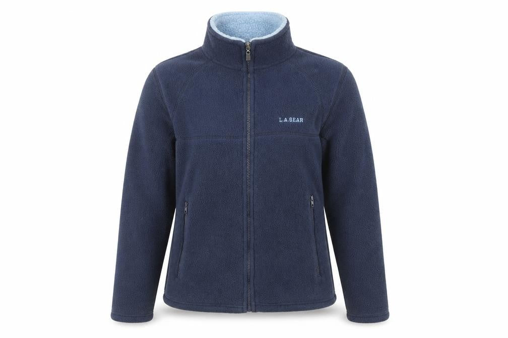 Front view of LA Gear women’s blue jacket, size UK 10, zip