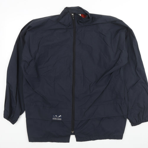 Highlander Mens Blue Rain Coat Jacket Size M Zip - Waterproof