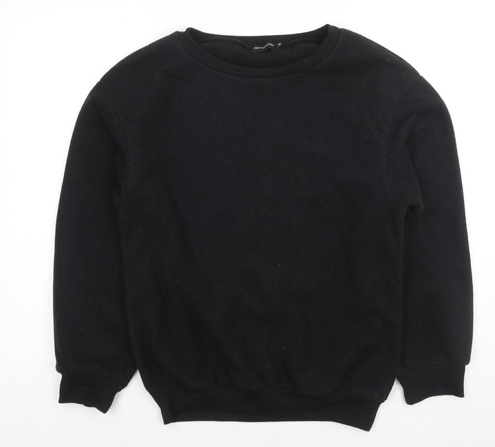 PRETTYLITTLETHING Mens Black Polyester Pullover Sweatshirt Size S