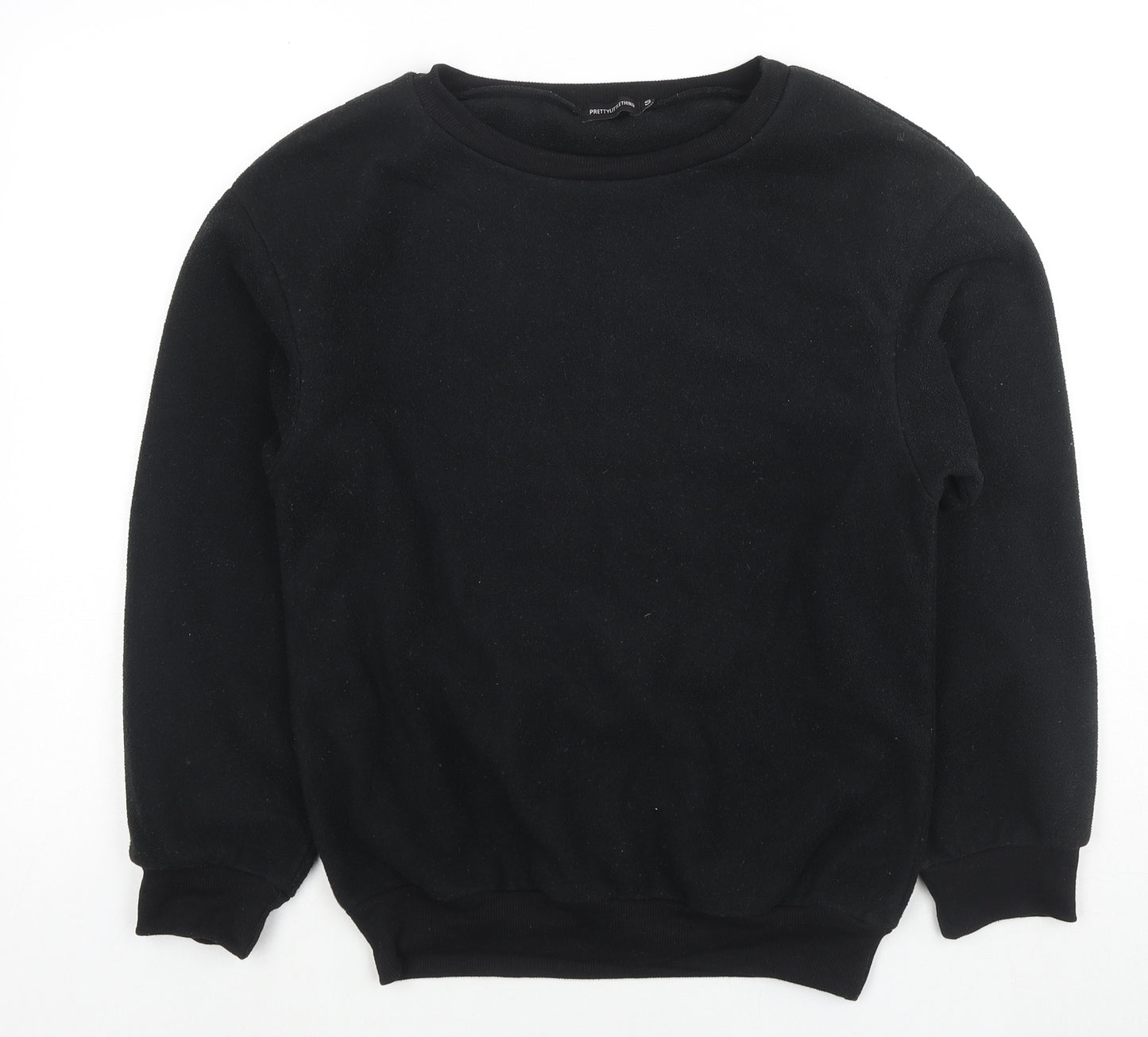 PRETTYLITTLETHING Mens Black Polyester Pullover Sweatshirt Size S