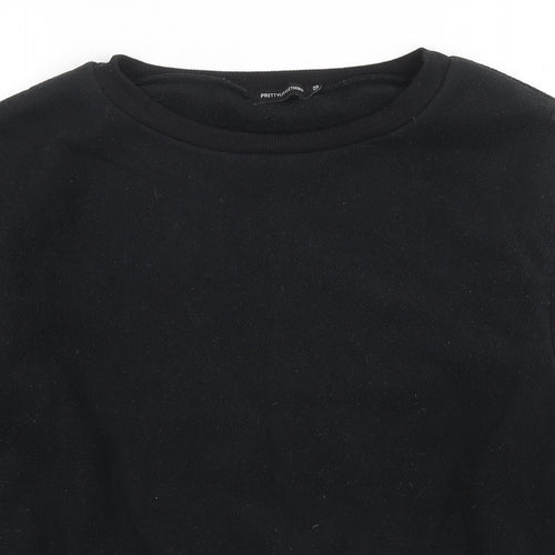 PRETTYLITTLETHING Mens Black Polyester Pullover Sweatshirt Size S